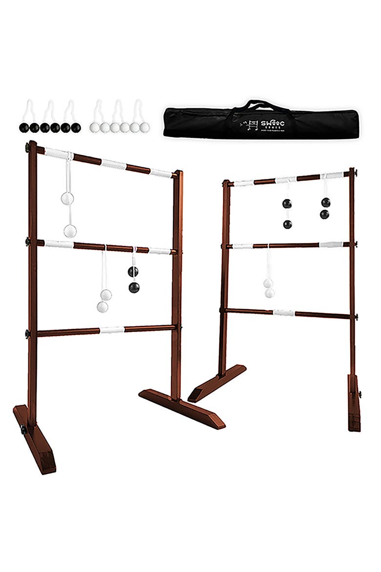 Wooden Ladder Ball Game Set, Main, color, Brown