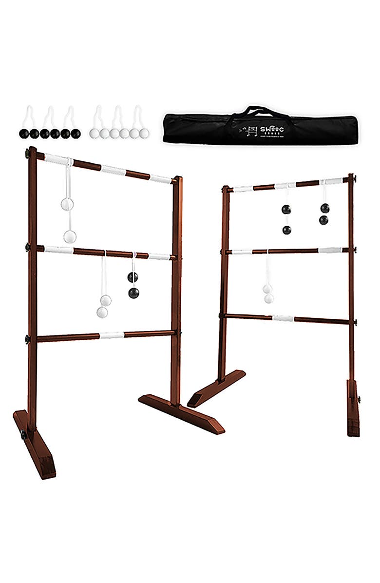 Swooc Games Wooden Ladder Ball Game Set, Main, color, Brown