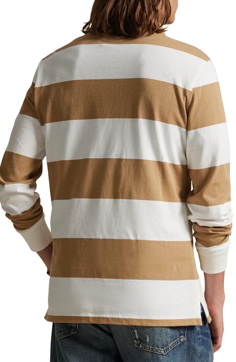 Polo Ralph Lauren Classic Fit Khaki Collar Rugby Shirt, Alternate, color, Cafe Tan/ Trophy Cream