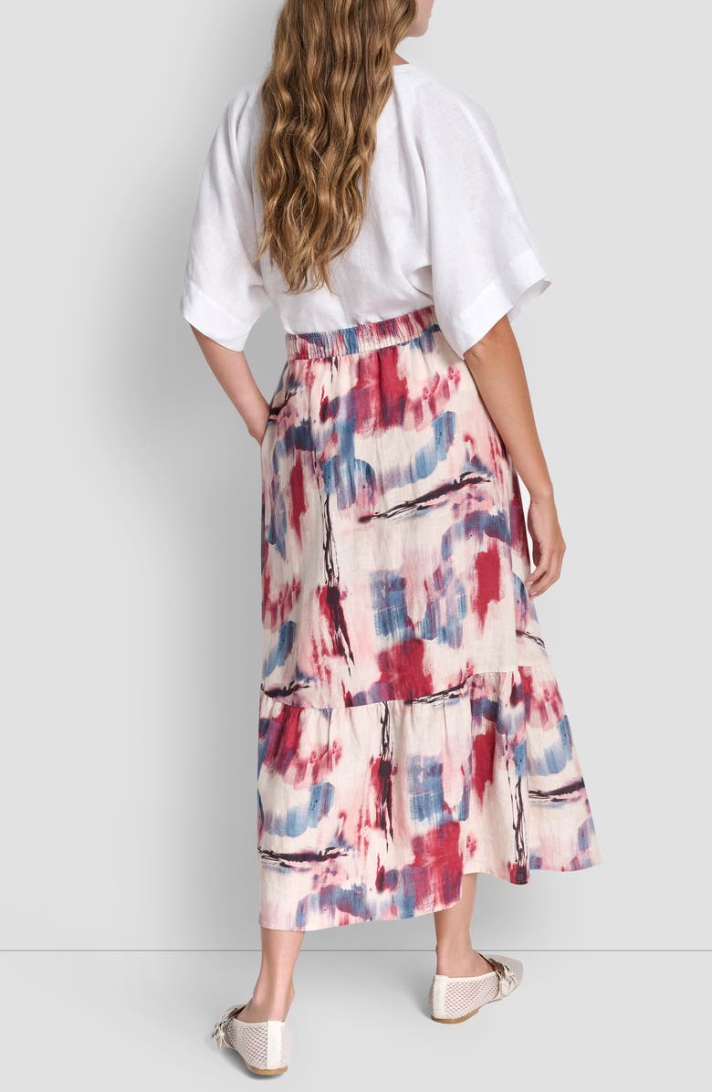 DKNY Print Linen Midi Skirt, Alternate, color, Urban Bloom