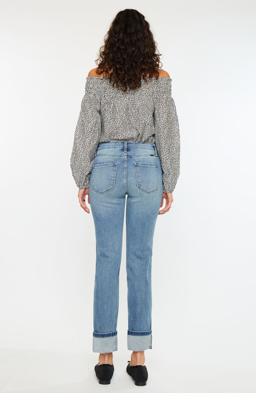 Kancan Noelle Essentials High Rise Skinny Straight Jeans In Blue