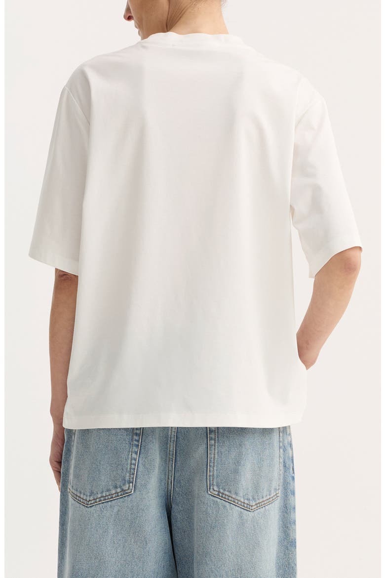Oversize Cotton, Modal & Silk Crewneck T-Shirt, Alternate, color, OFF WHITE