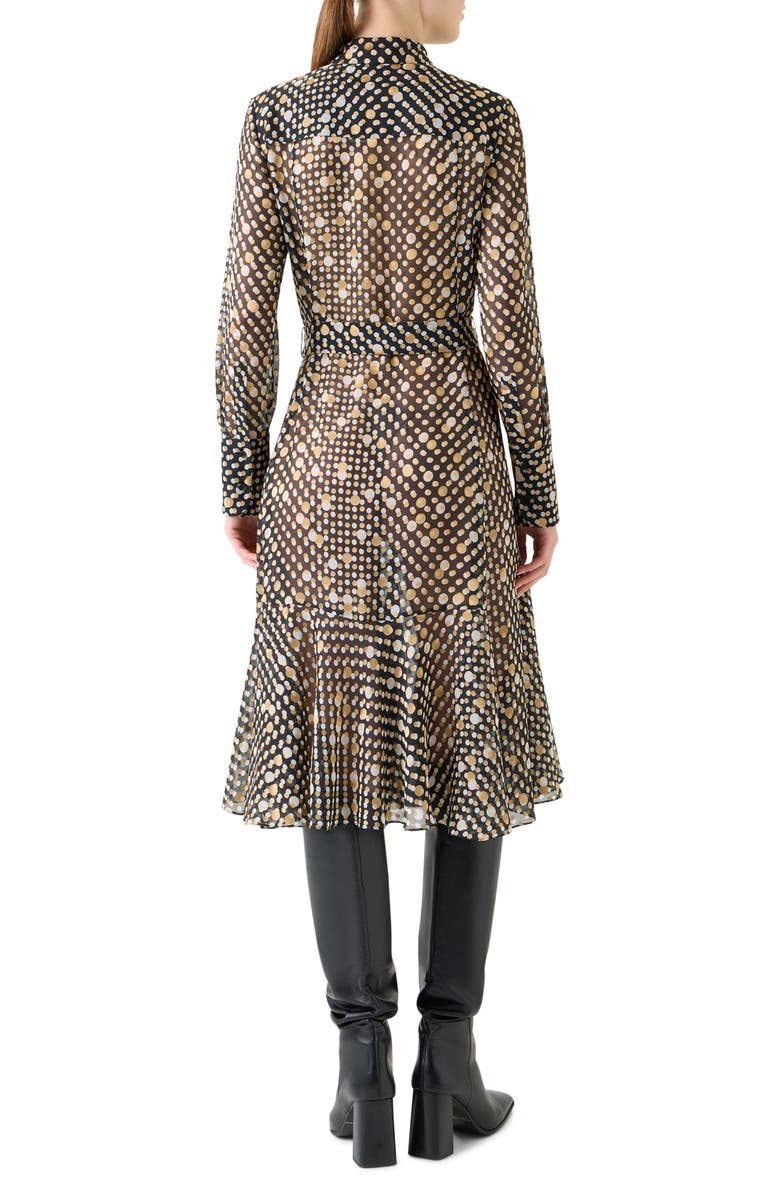 Akris punto Polka Dot Long Sleeve Devoré Shirtdress, Alternate, color, Black-Multicolor