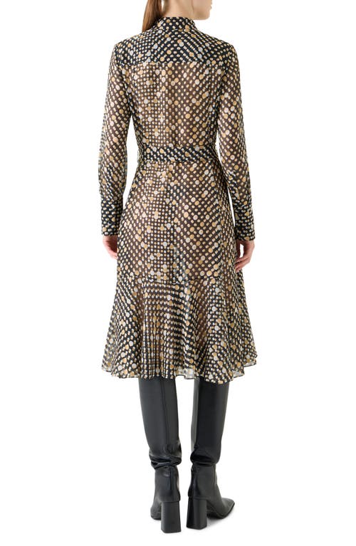 Akris Punto Polka Dot Long Sleeve Devoré Shirtdress In Multi