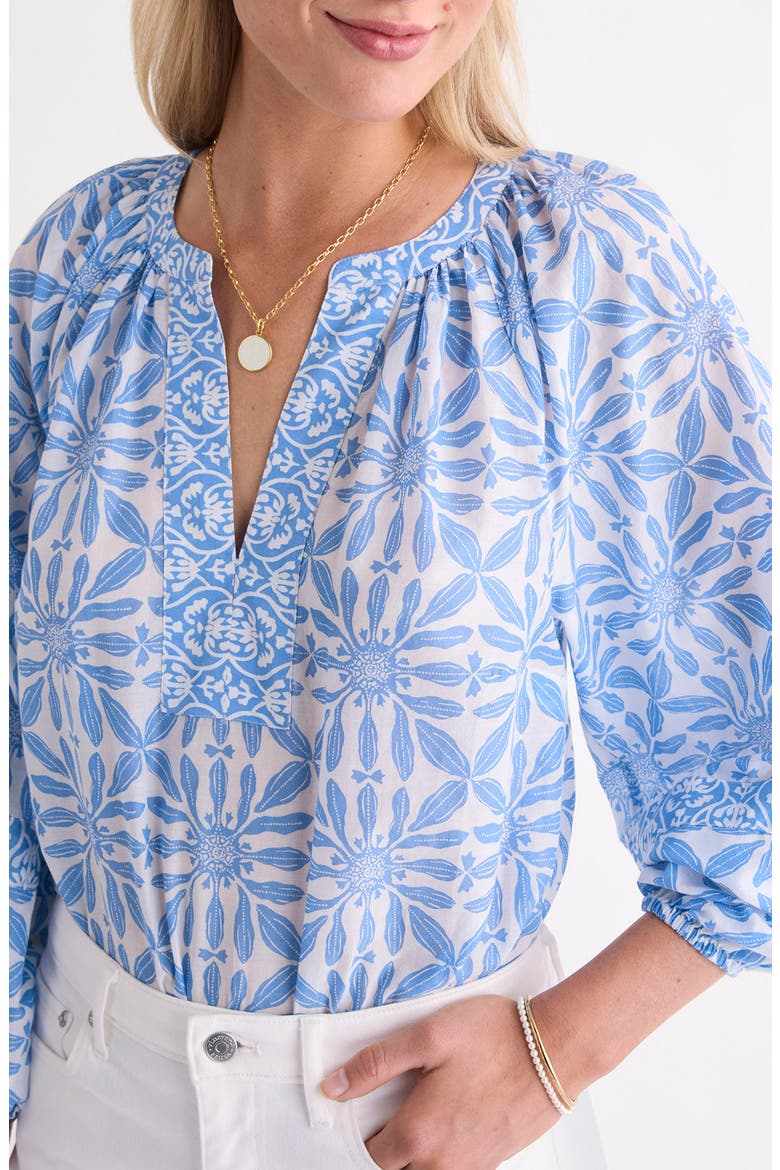 Emilia Print Top, Alternate, color, HAVEN TILE BBLUE