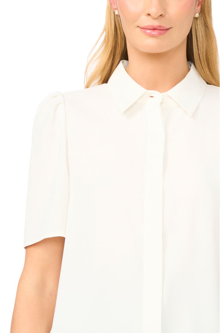 Puff Sleeve Button-Up Top, Alternate, color, NEW IVORY