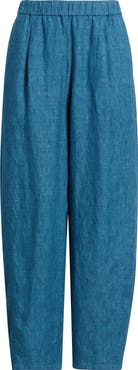 Eileen Fisher Pleated Organic Linen Lantern Ankle Pants