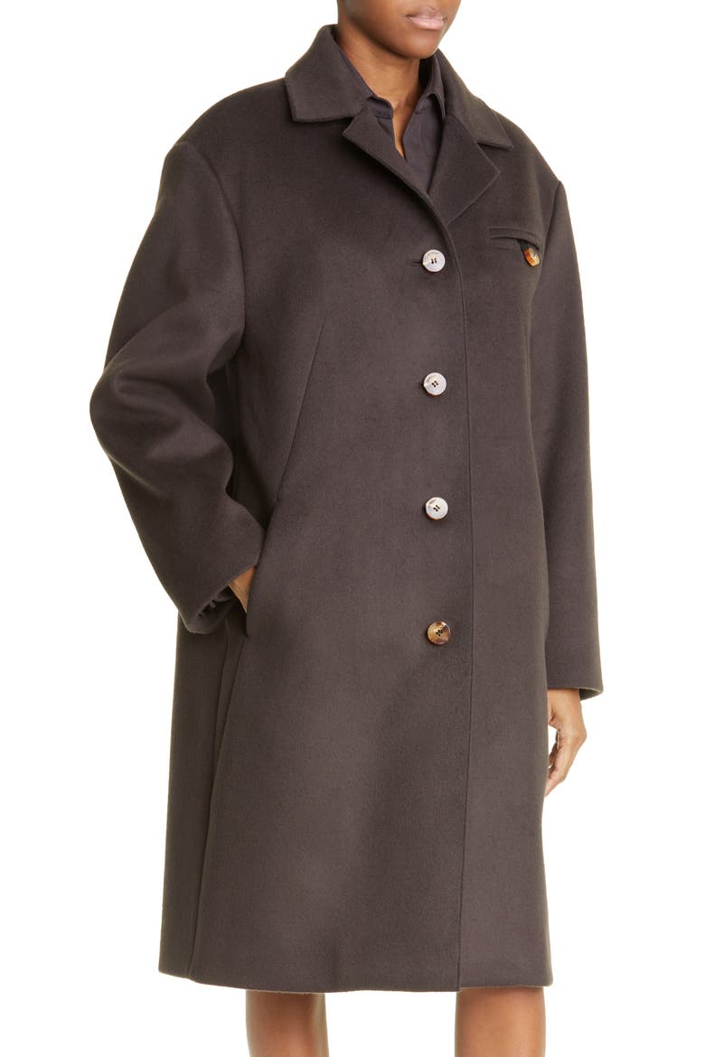 Brushed Virgin Wool Blend Coat, Alternate, color, DARK GREY