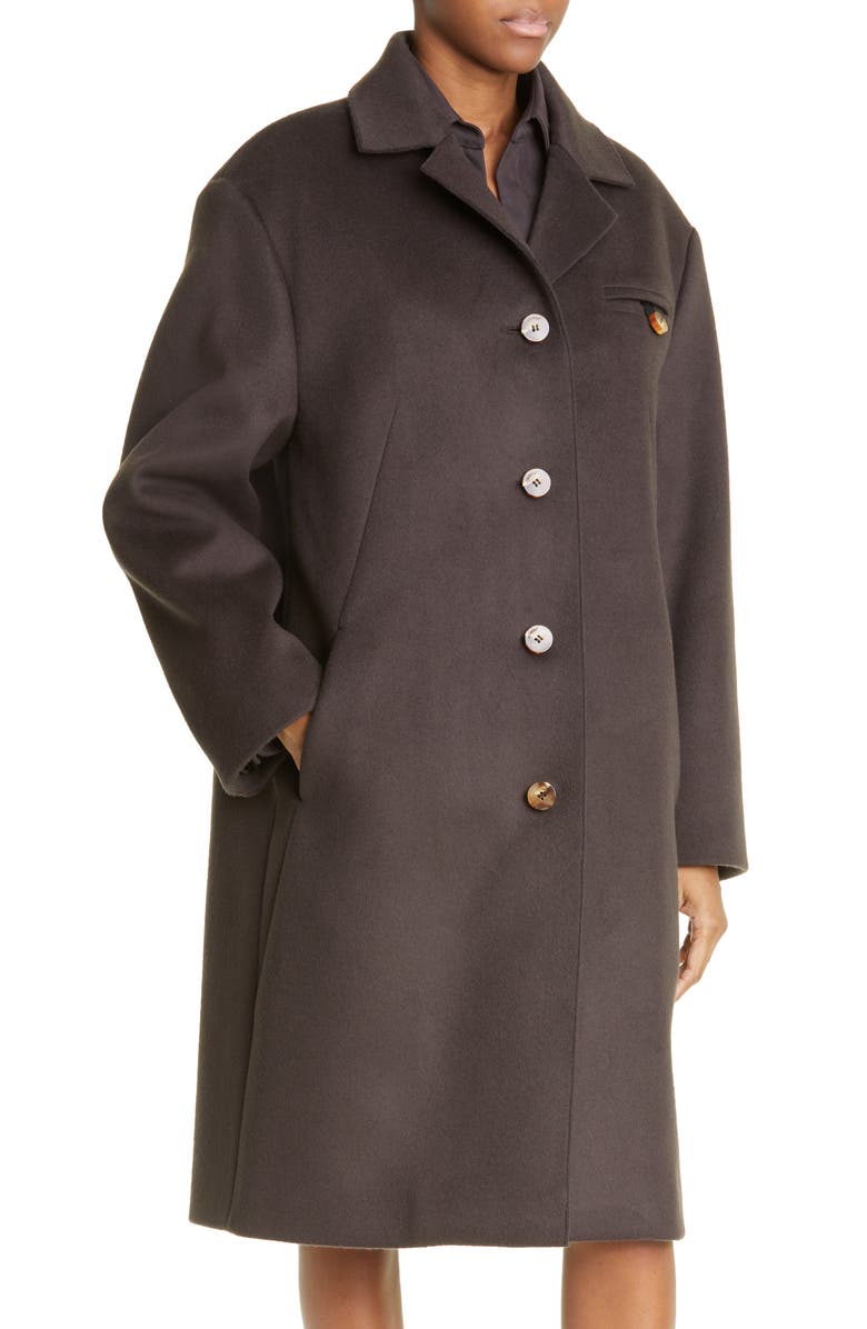 Off-White Brushed Virgin Wool Blend Coat, Alternate, color,