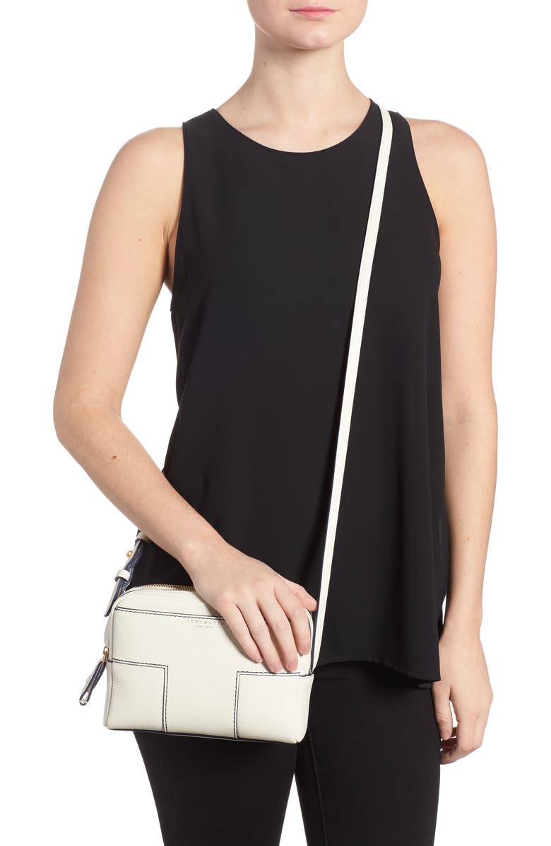 Tory Burch Block-T Double Zip Leather Crossbody Bag, Alternate, color,