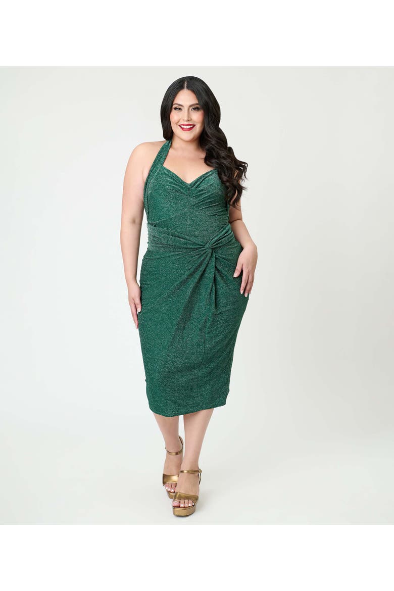 Plus Size Romper & Sarong Set, Main, color, Green Glitter