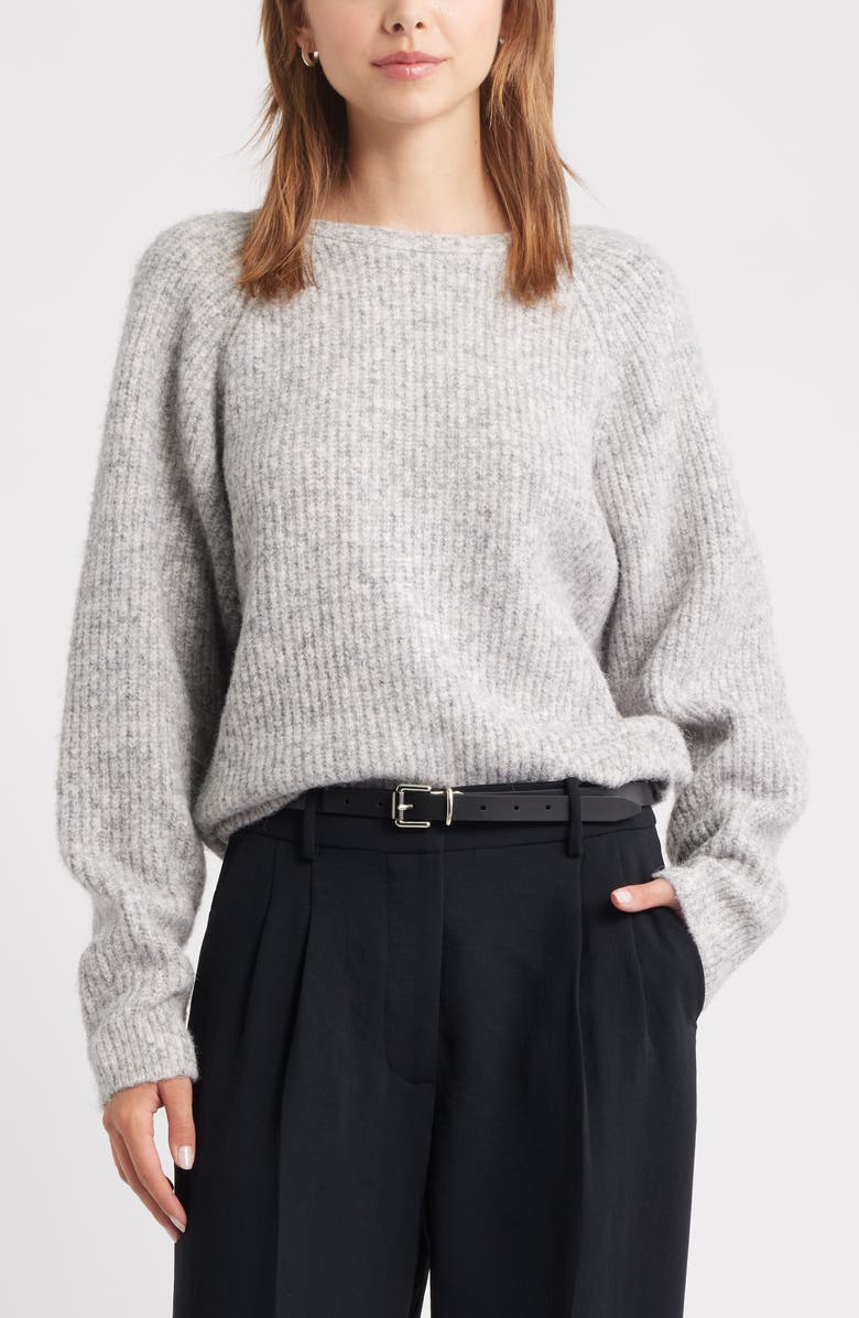 Open Edit Twist Reversible Sweater, Main, color, Grey Heather