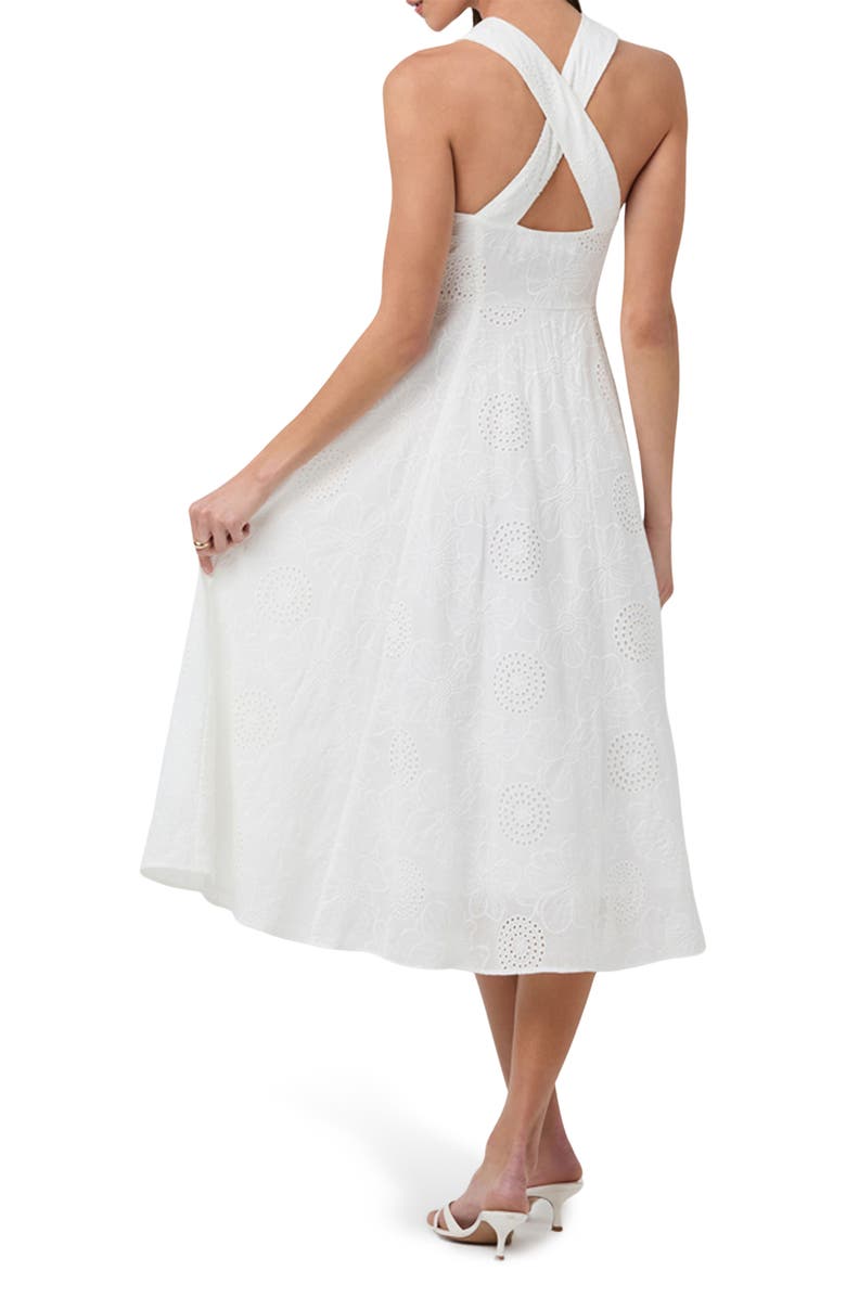 ASTR the Label Eyelet Halter Midi Dress, Alternate, color, White
