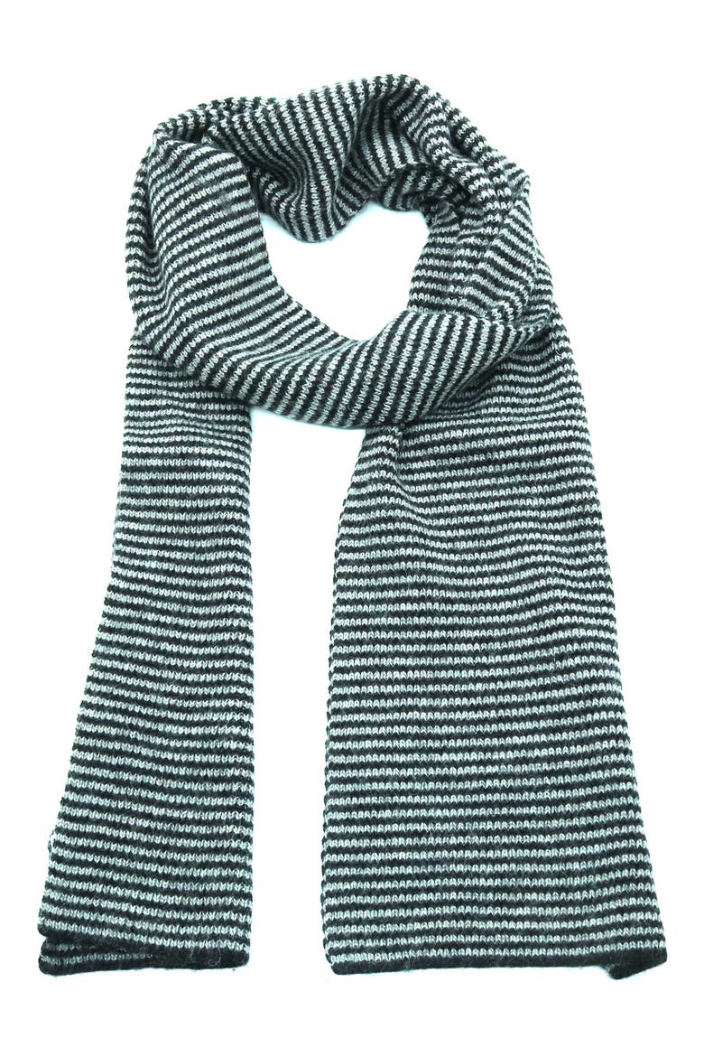 Ministripe Rib Scarf, Main, color, BLACK/ LIGHT GREY