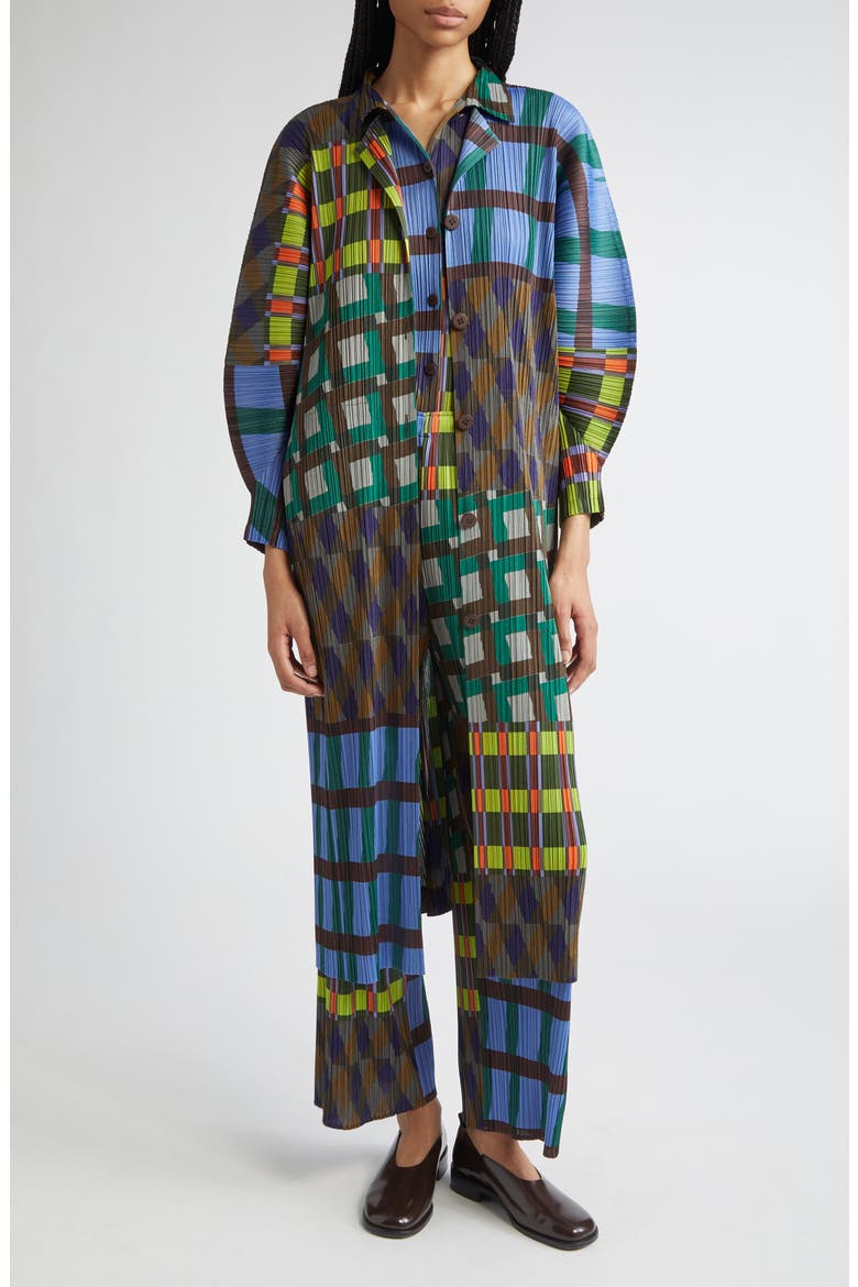 Pleats Please Issey Miyake Harmony Pleated Wide Leg Pants (Women
