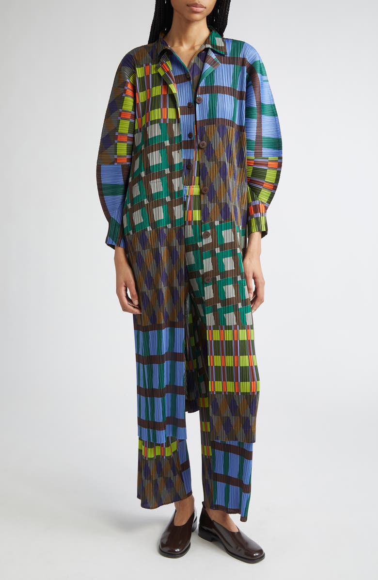 Pleats Please Issey Miyake Harmony Pleated Three Quarter Sleeve Midi Dress, Alternate, color, Blue