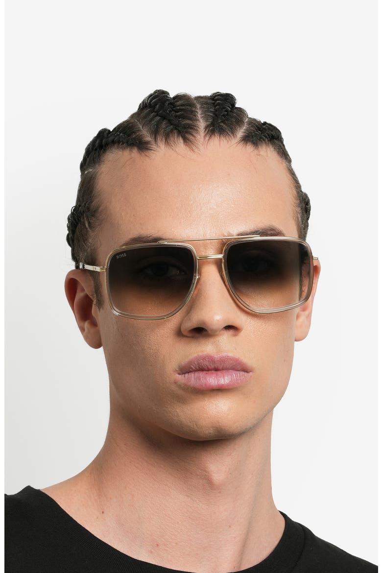 58mm Gradient Square Sunglasses, Alternate, color, GREY GOLD