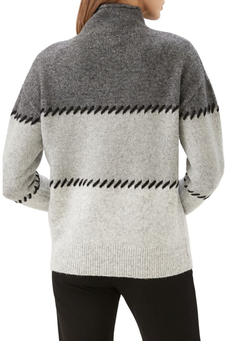 Contrast Stitch Mock Neck Sweater, Alternate, color, GRAY
