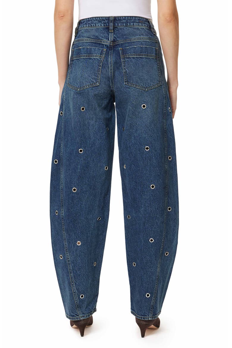 Evie High Waist Grommet Barrel Leg Jeans, Alternate, color, LAKE