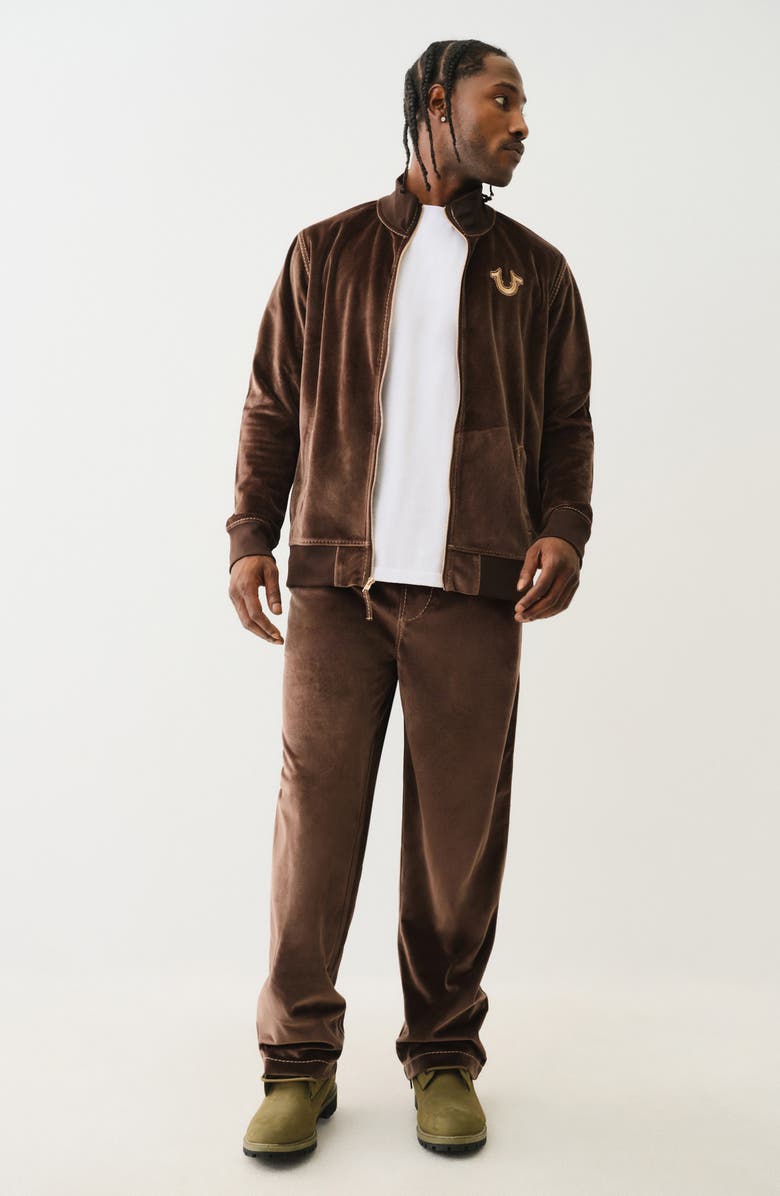 True Religion Big T Mock Neck Zip Bomber Jacket, Alternate, color, Bracken