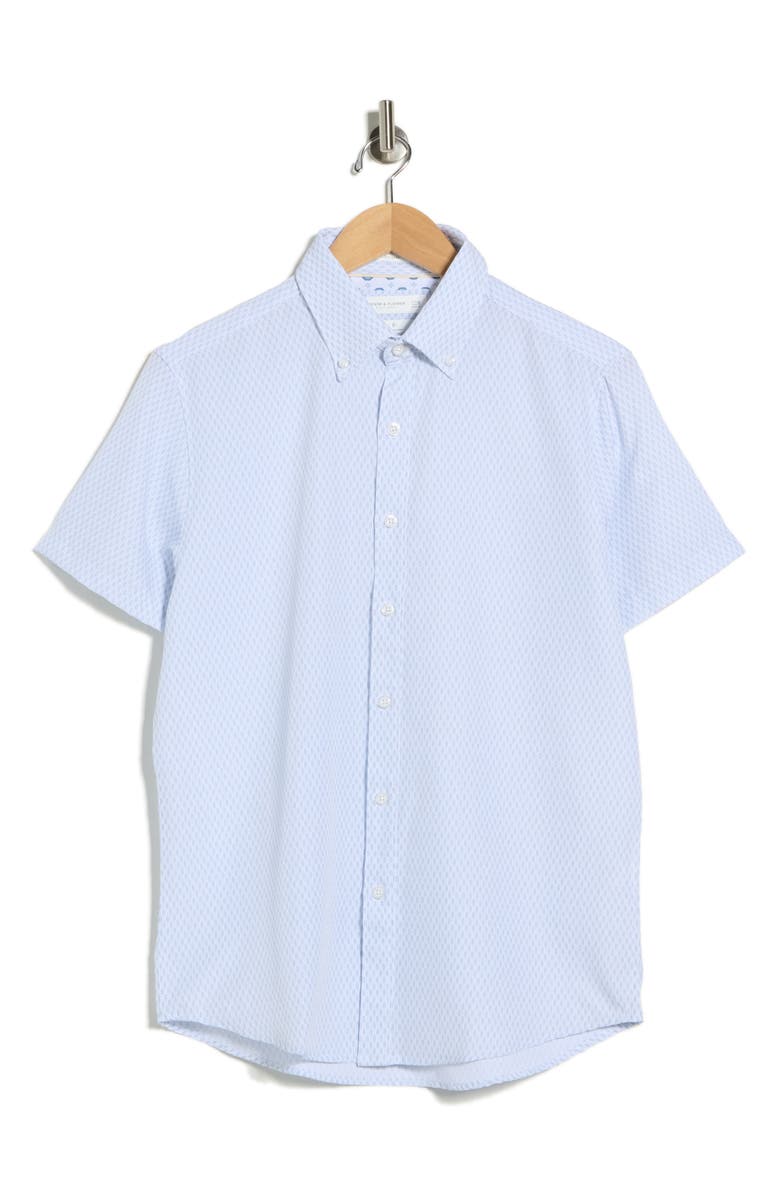 DENIM AND FLOWER Geo Print Button-Up Shirt, Alternate, color, White