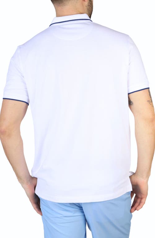 Tailorbyrd Zipper Placket Micro Pique Polo Shirt In Dove White