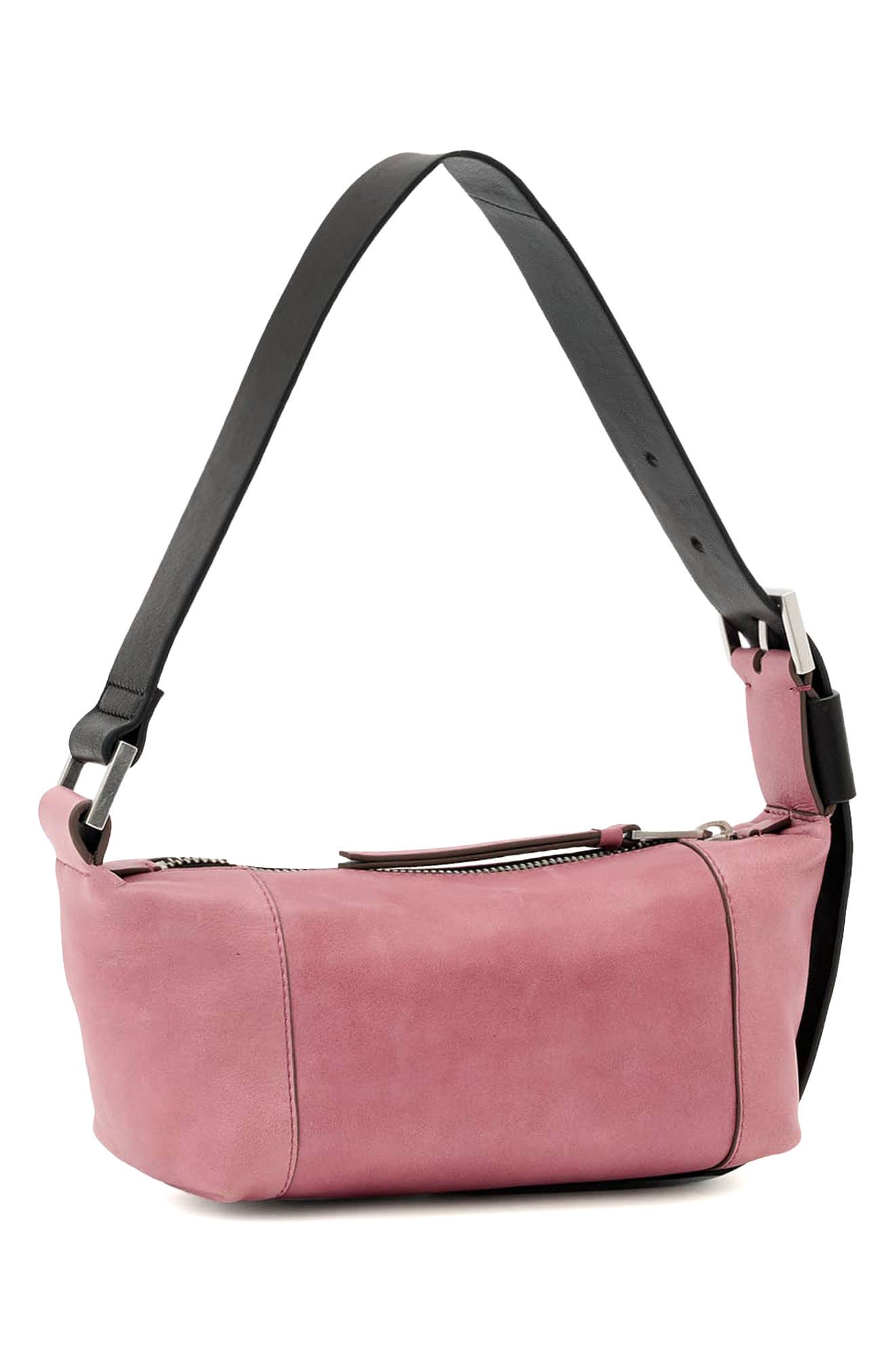 AllSaints Mini Vega Leather Shoulder Bag, Alternate, color, Raspberry Pink
