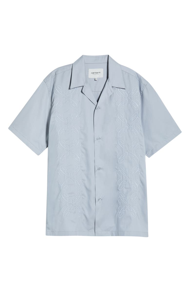 Carhartt Work In Progress Signet Embroidered Camp Shirt, Alternate, color, Mirror