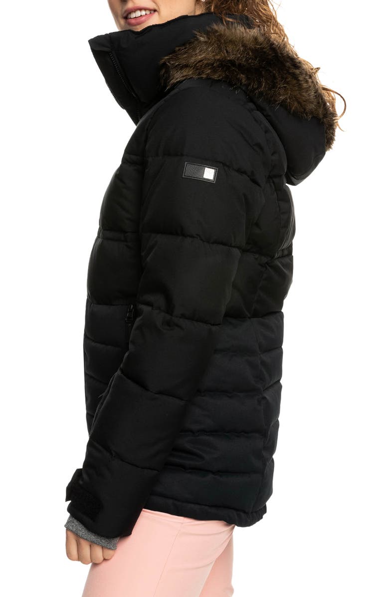 Roxy Quinn Insulated Snow Puffer Coat with Removable Faux Fur Trim, Alternate, color,