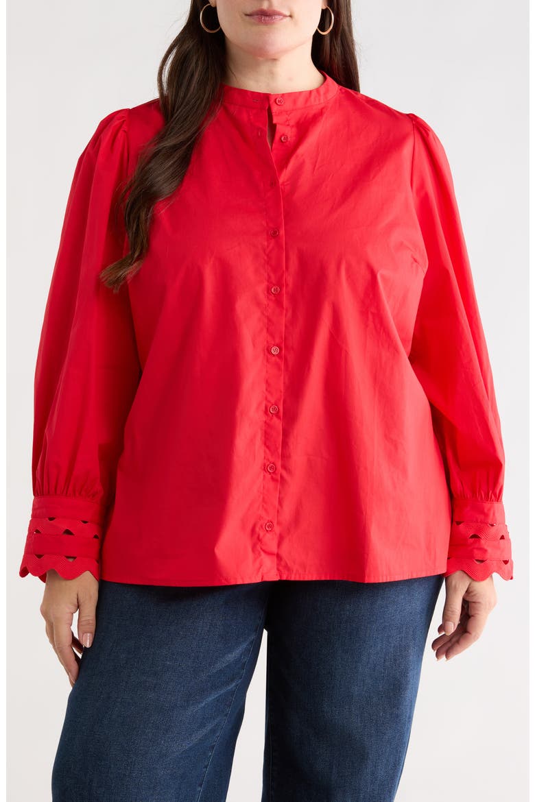 Ziana Cotton Poplin Button-Up Shirt, Main, color, RED