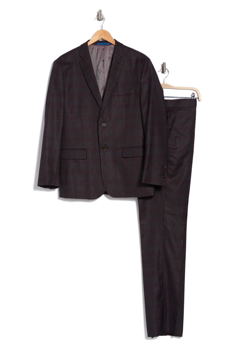 Slim Fit 3-Piece Tailored Check Suit, Alternate, color, BLACK