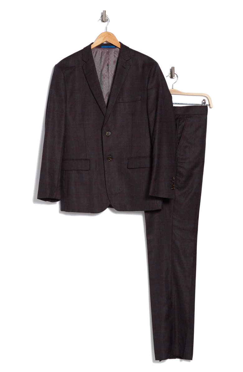 Gino Vitale Slim Fit 3-Piece Tailored Check Suit, Alternate, color, Black