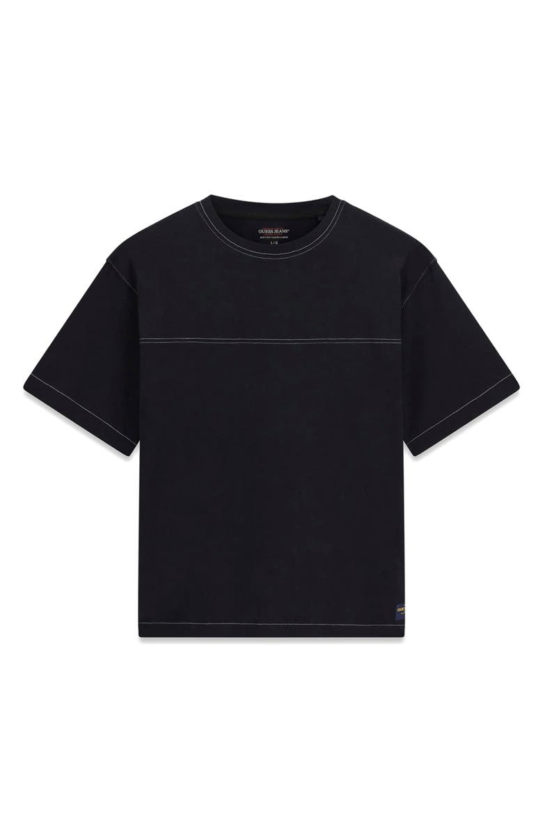 GUESS Contrast Stitch Boxy T-Shirt, Main, color, Jblack-Black