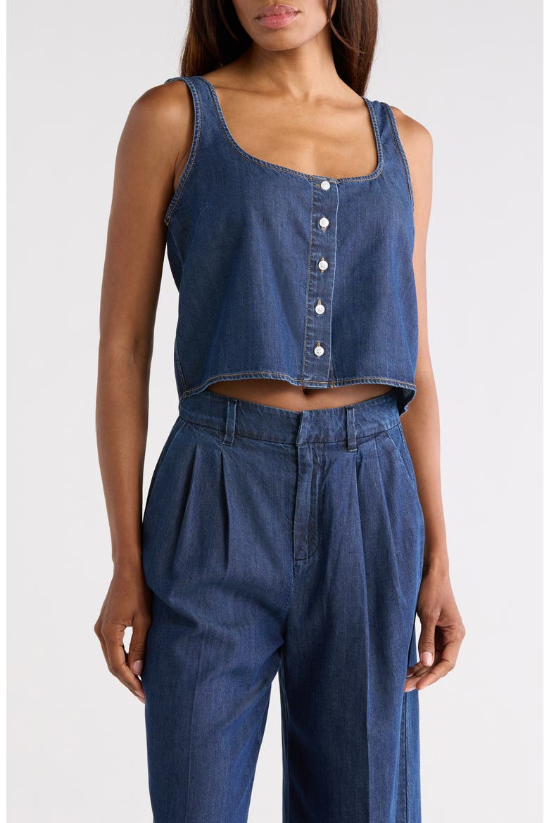 Denim Button Front Tank, Main, color, INDIGO1187