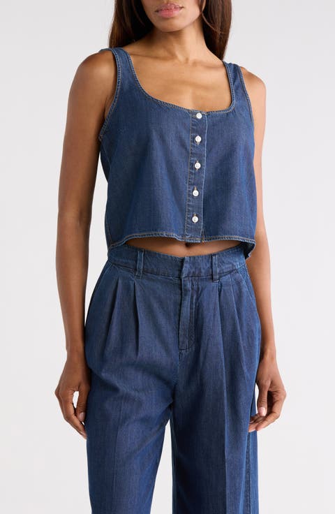 Denim Button Front Tank