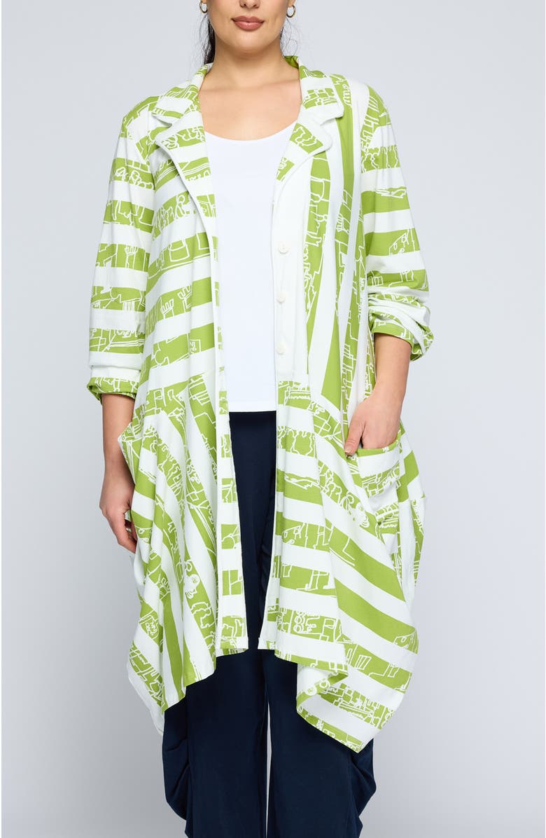 LUUKAA Vespera Striped Voluminous Jacket, Main, color, Lime