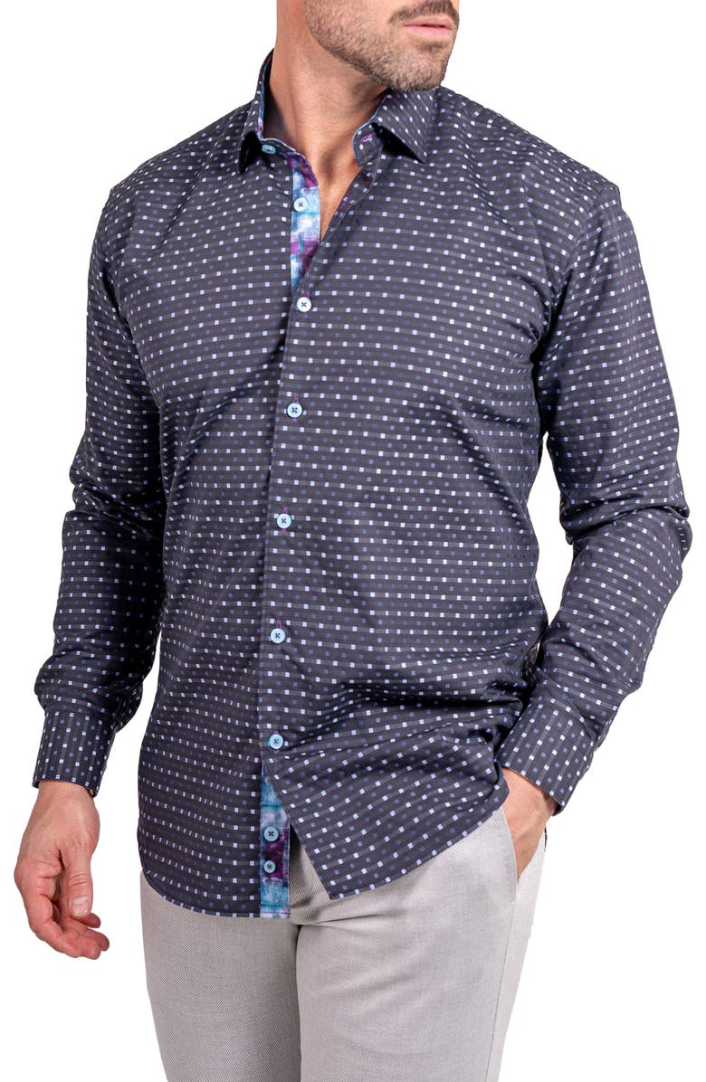 Maceoo Fibonacci Ascension Contemporary Fit Button-Up Shirt, Alternate, color, Black