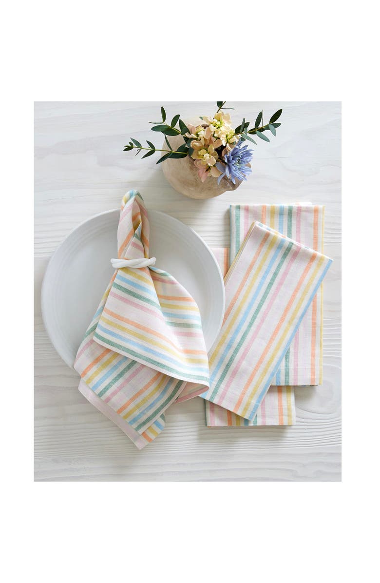 Solino Home Linen Dinner Napkins - Julia, 20" x 20" Inch, Alternate, color, Muted Pastel Stripe
