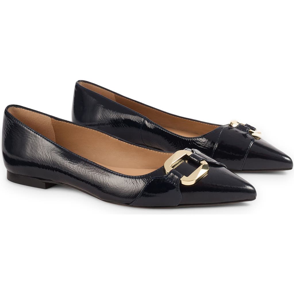 Lk Bennett Ethel Pointed Toe Flat In Blue