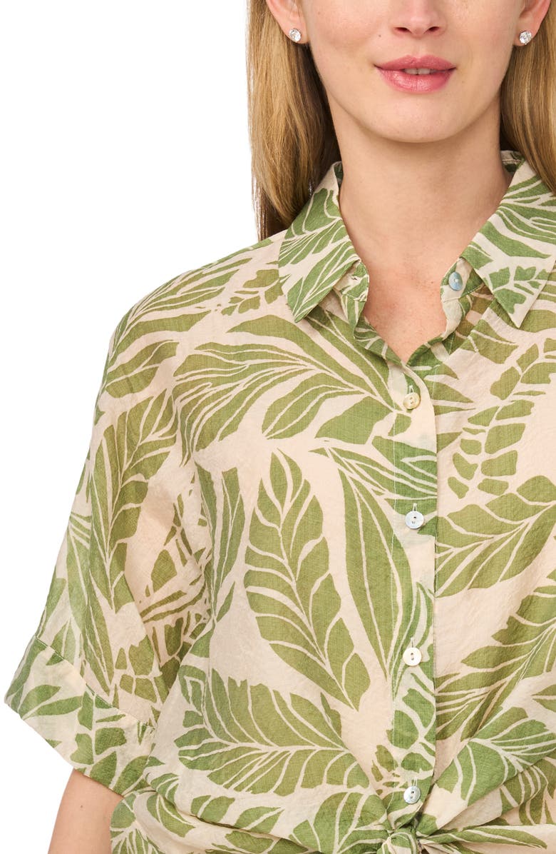 Halogen<sup>®</sup> Tie Front Sleeve Top, Alternate, color, Green Multi
