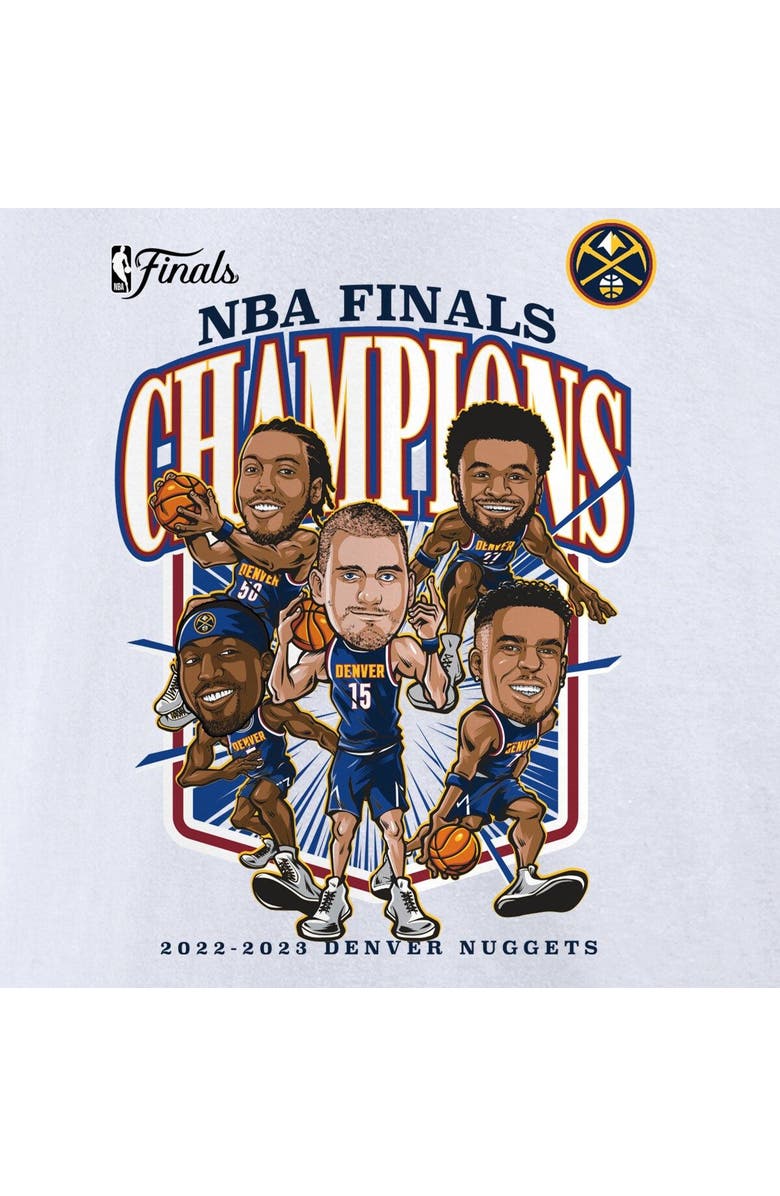 FANATICS Men's Fanatics Branded  White Denver Nuggets 2023 NBA Finals Champions Windmill Team Caricature Big & Tall T-Shirt, Alternate, color, 