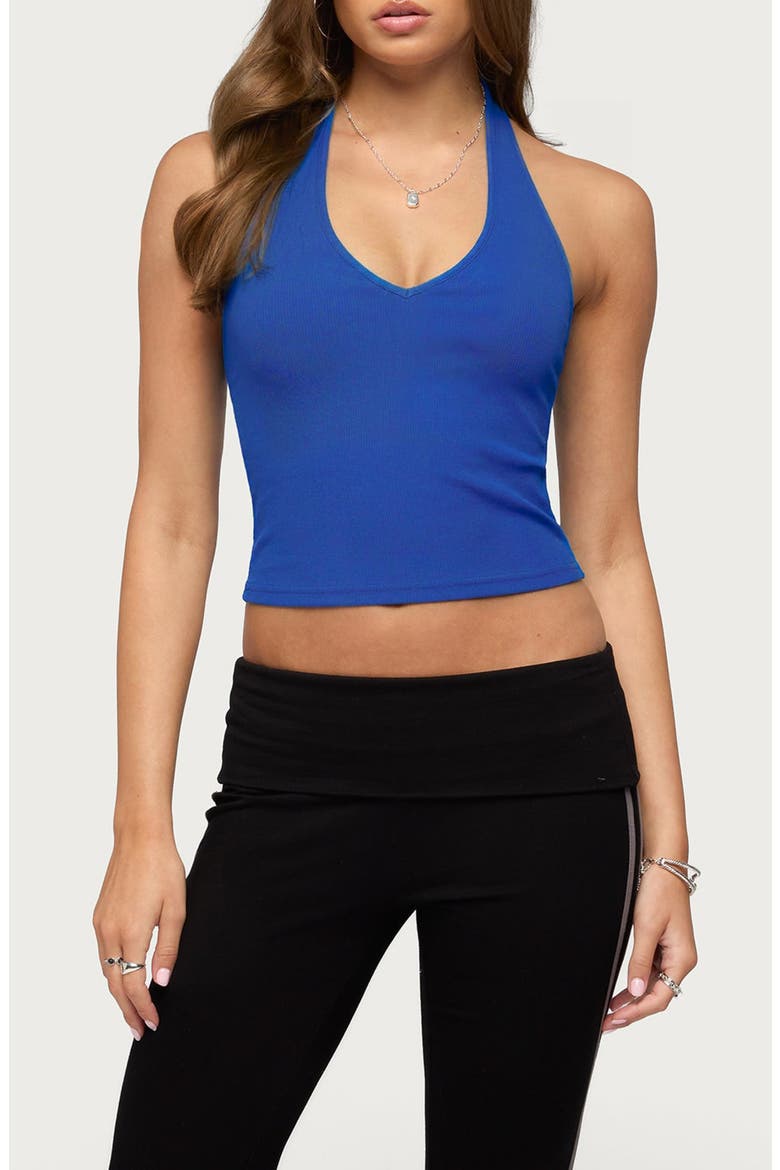 Vespera Rib Halter Top, Main, color, BLUE