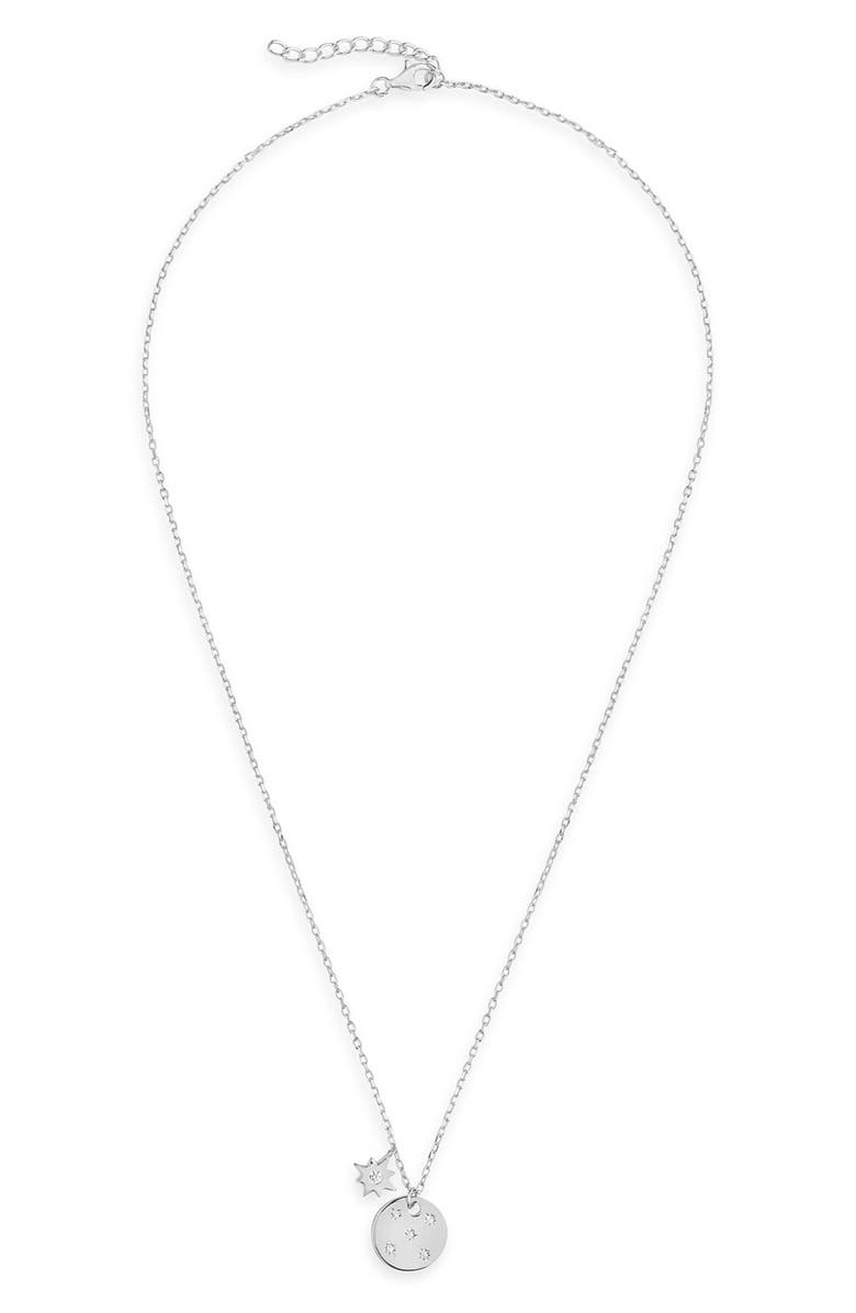 Sterling Forever CZ North Star Charm & Disc Pendant Necklace, Alternate, color,