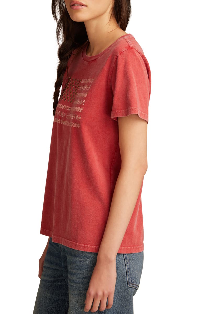 Lucky Brand Flag Stud Embellished Cotton Graphic T-Shirt, Alternate, color, 
