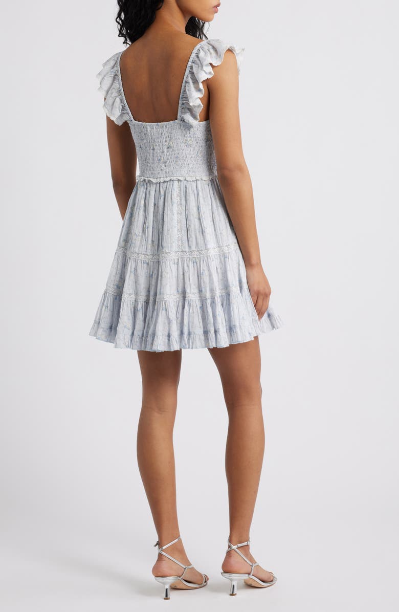LoveShackFancy Presline Lace & Ruffle Minidress, Alternate, color, Snowdrop Blue