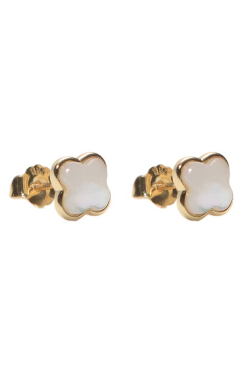 Argento Vivo Sterling Silver Clover Mother-of-pearl Stud Earrings In Gold