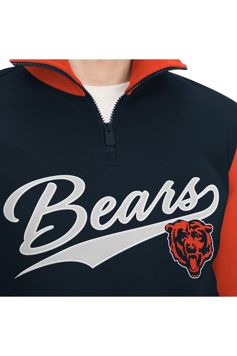 Men's Tommy Hilfiger Navy/Orange Chicago Bears Aiden Quarter-Zip Sweatshirt, Alternate, color, Navy