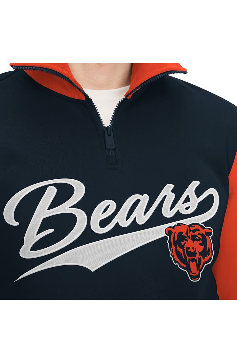 Tommy Hilfiger Men's Tommy Hilfiger Navy/Orange Chicago Bears Aiden Quarter-Zip Sweatshirt, Alternate, color, Navy
