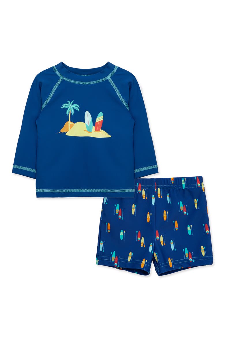 Surf Long Sleeve Two-Piece Rashguard Set, Main, color, BLUE