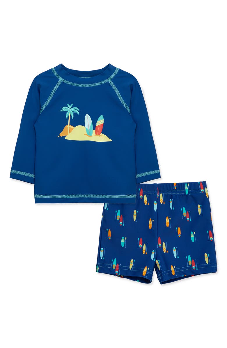 Little Me Surf Long Sleeve Two-Piece Rashguard Set, Main, color,